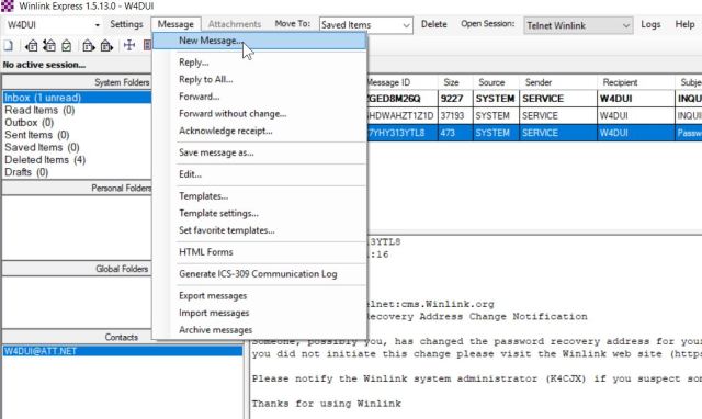 new message selection